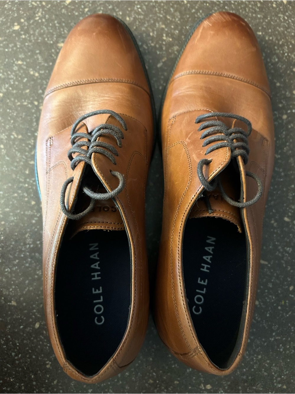 Cole Haan Men’s Brown Leather Cap-Toe Oxfords